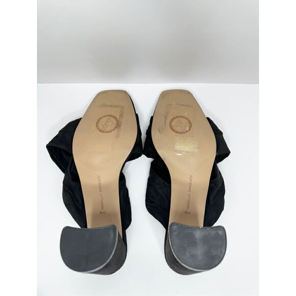 Adrienne Vittadini Sandals Womens 9 Crossover Black Faux Suede Chunky Heels - Picture 9 of 9